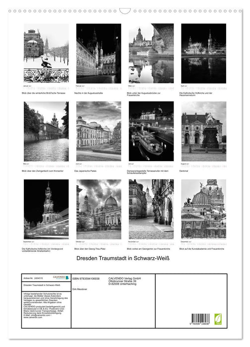 Dresden Traumstadt in Schwarz-Weiß (CALVENDO Wandkalender 2027)