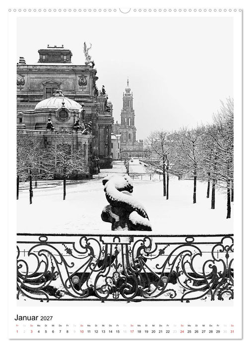 Dresden Traumstadt in Schwarz-Weiß (CALVENDO Wandkalender 2027)