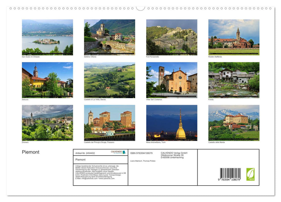 Piemont (CALVENDO Premium Wandkalender 2027)