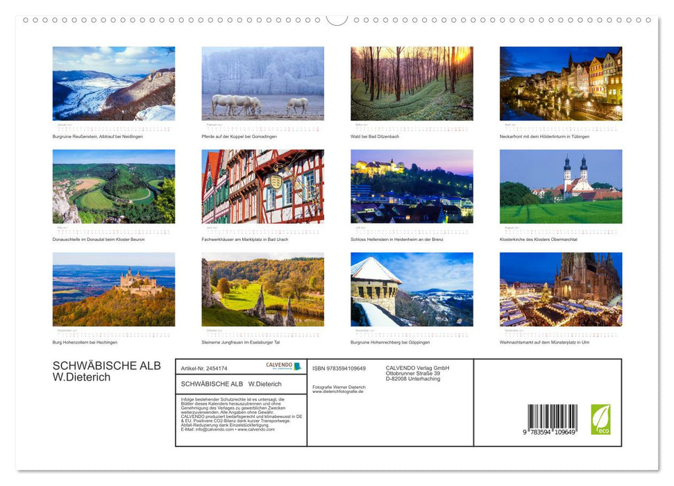 SCHWÄBISCHE ALB W.Dieterich (CALVENDO Premium Wandkalender 2027)
