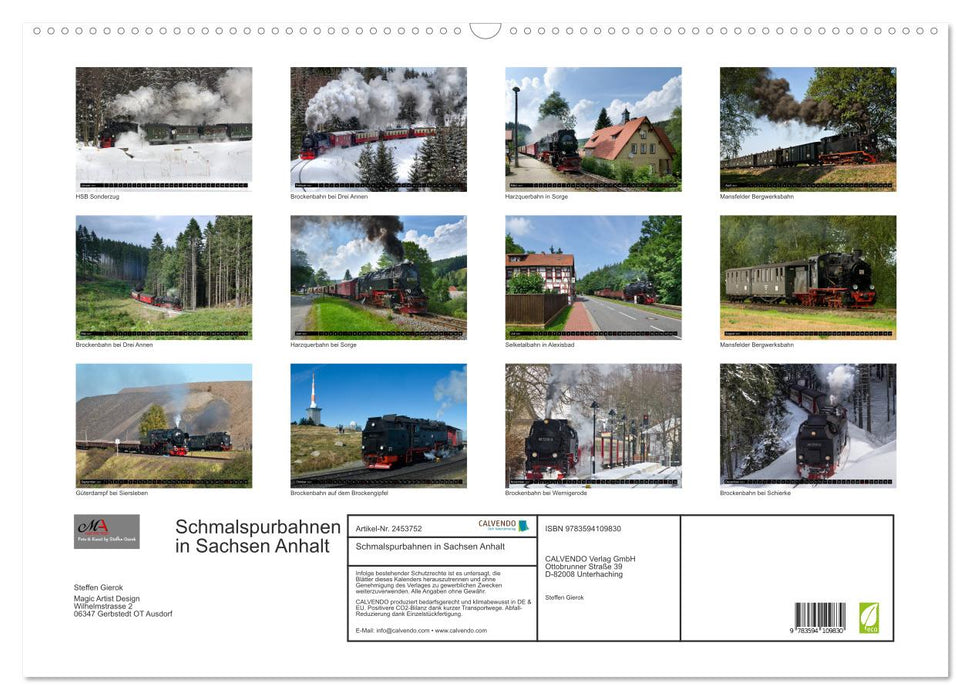 Schmalspurbahnen in Sachsen Anhalt (CALVENDO Wandkalender 2027)