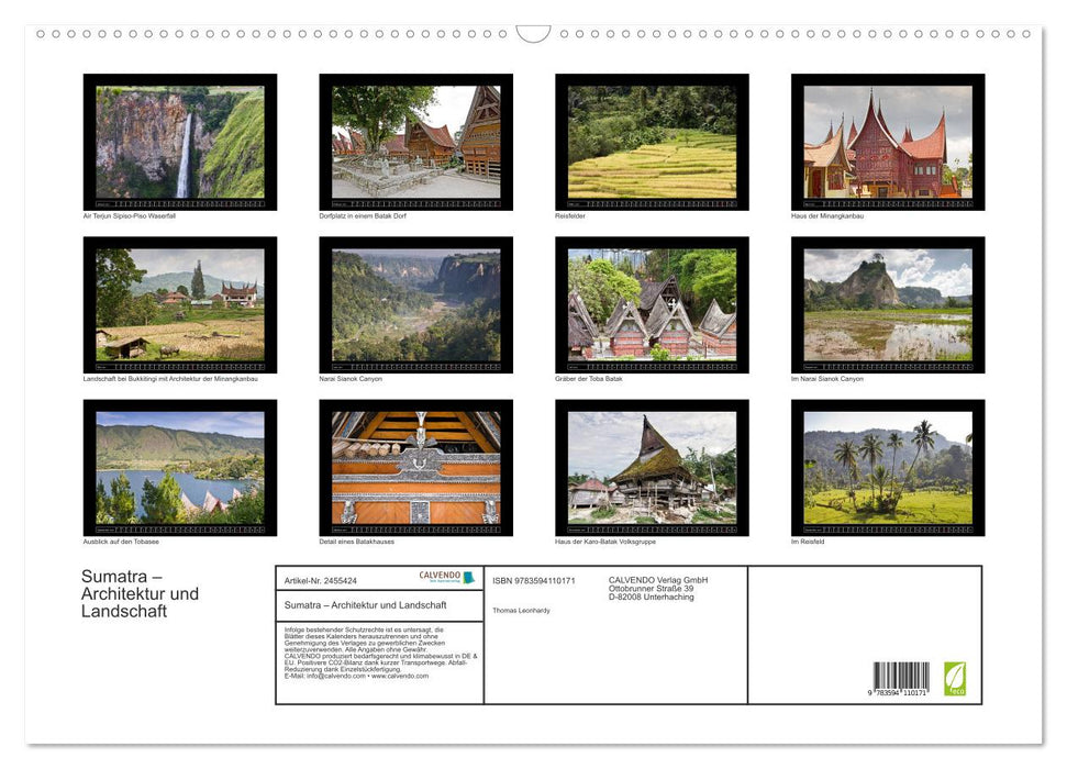 Sumatra – Architektur und Landschaft (CALVENDO Wandkalender 2027)