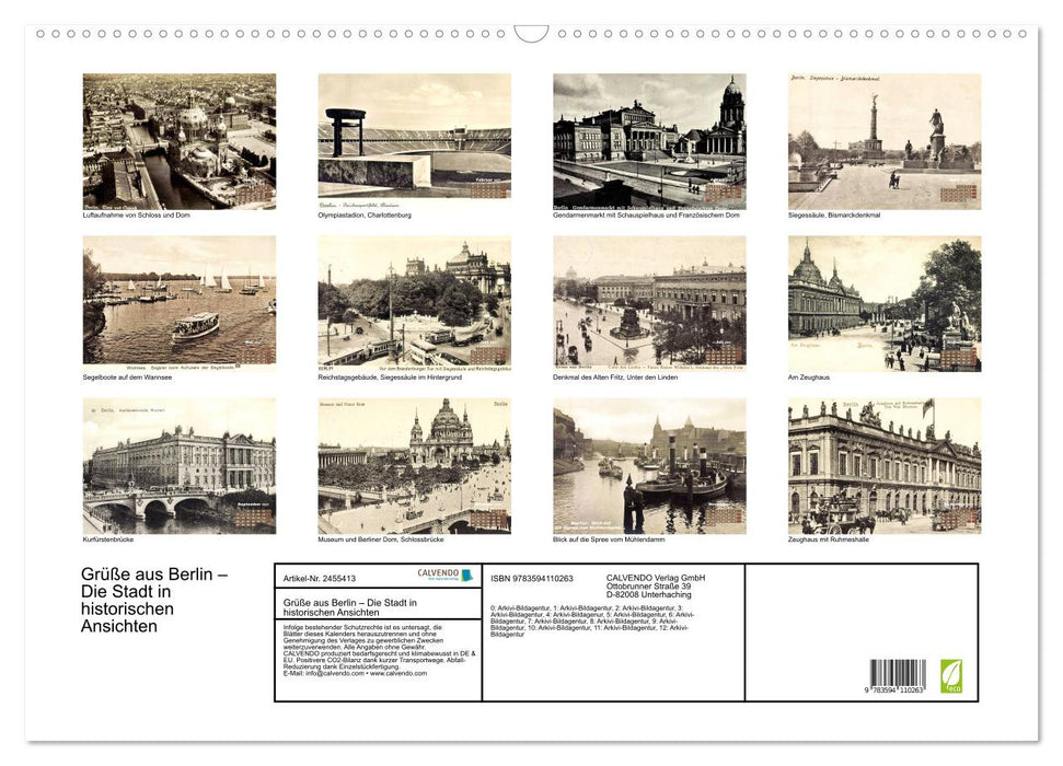 Grüße aus Berlin – Die Stadt in historischen Ansichten (CALVENDO Wandkalender 2027)