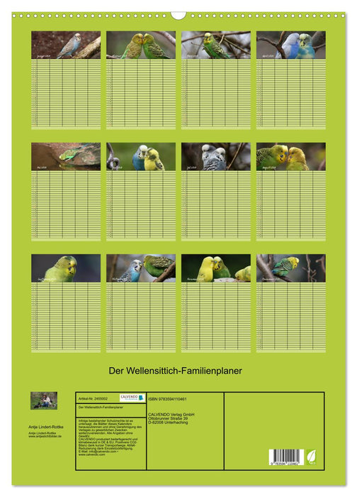 Der Wellensittich-Familienplaner (CALVENDO Wandkalender 2027)