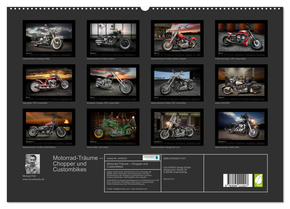Motorrad-Träume – Chopper und Custombikes (CALVENDO Premium Wandkalender 2027)