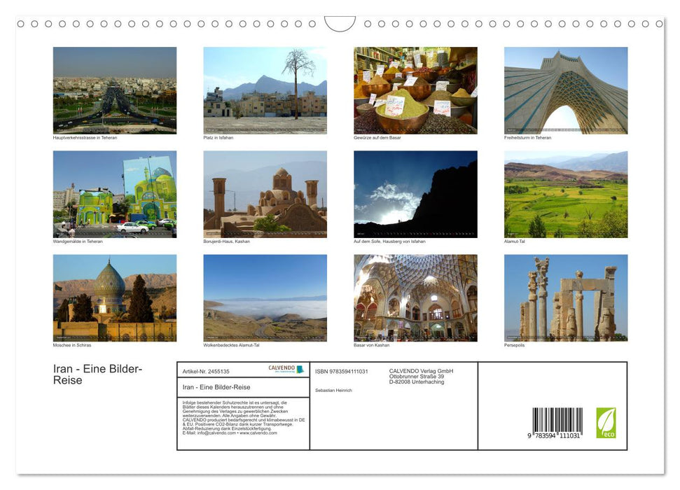 Iran - Eine Bilder-Reise (CALVENDO Wandkalender 2027)