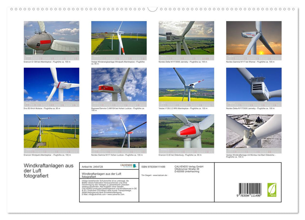 Windkraftanlagen aus der Luft fotografiert (CALVENDO Premium Wandkalender 2027)