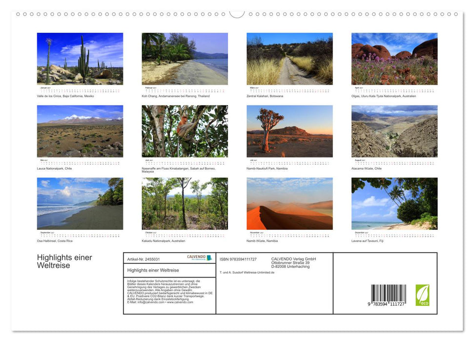 Highlights einer Weltreise (CALVENDO Premium Wandkalender 2027)