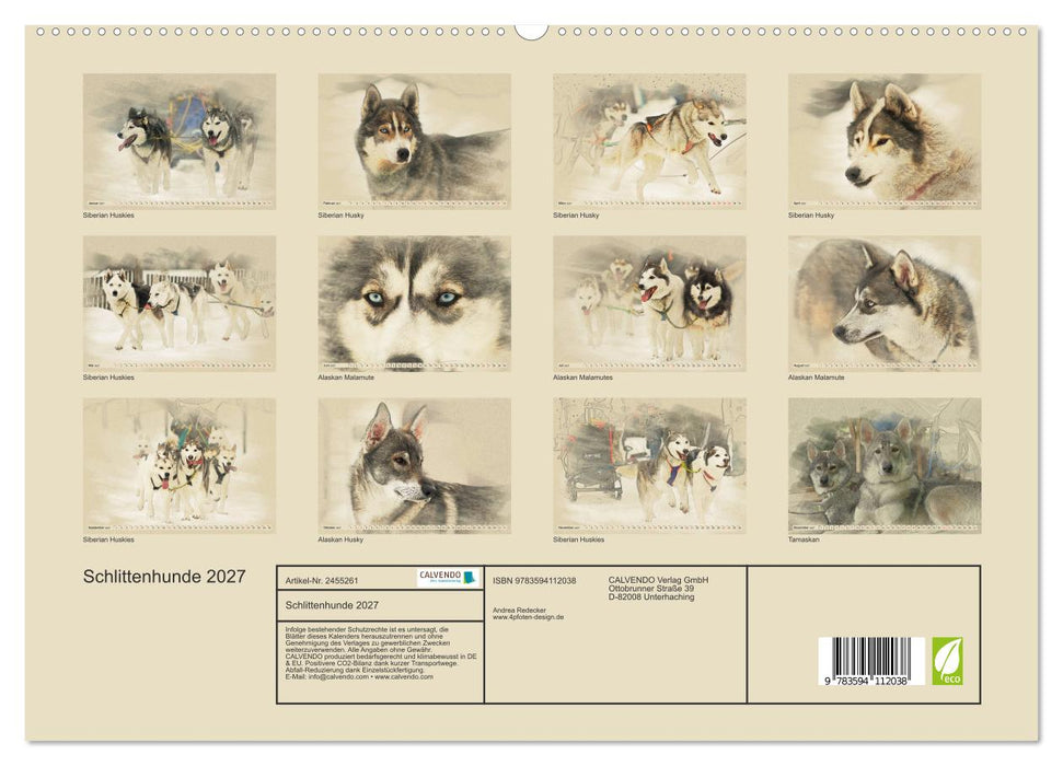Schlittenhunde 2027 (CALVENDO Premium Wandkalender 2027)