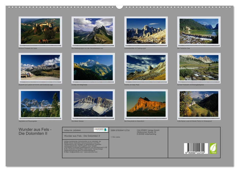 Wunder aus Fels - Die Dolomiten II (CALVENDO Premium Wandkalender 2027)