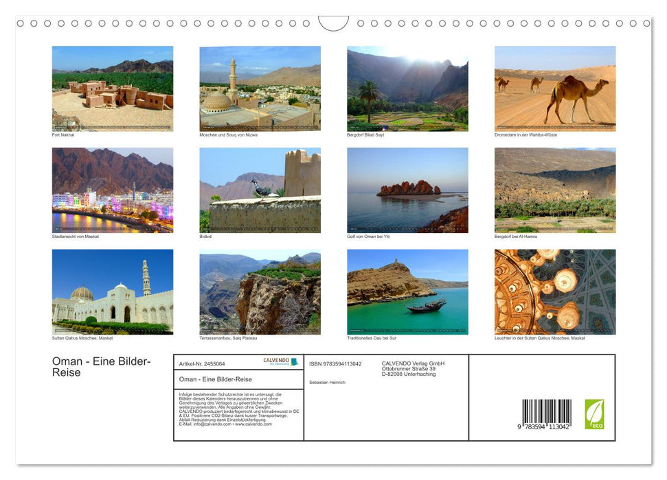 Oman - Eine Bilder-Reise (CALVENDO Wandkalender 2027)