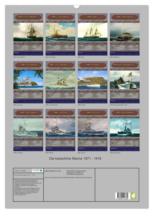 Die kaiserliche Marine 1871 - 1918 (CALVENDO Wandkalender 2027)