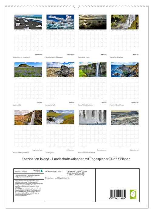 Faszination Island - Landschaftskalender mit Tagesplaner 2027 / Planer (CALVENDO Premium Wandkalender 2027)