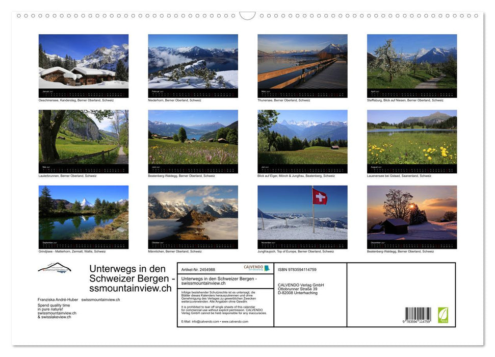 Unterwegs in den Schweizer Bergen - Swissmountainview (CALVENDO Wandkalender 2027)
