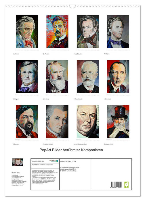 PopArt Bilder berühmter Komponisten (CALVENDO Wandkalender 2027)