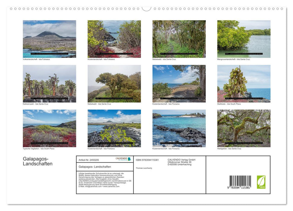 Galapagos- Landschaften (CALVENDO Premium Wandkalender 2027)