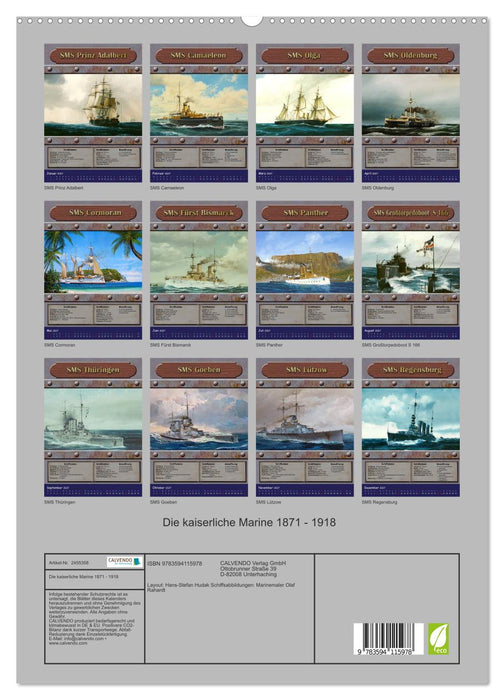 Die kaiserliche Marine 1871 - 1918 (CALVENDO Premium Wandkalender 2027)