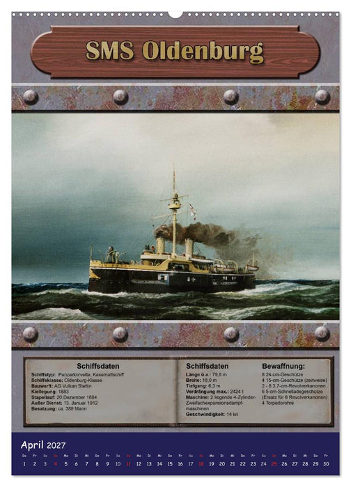 Die kaiserliche Marine 1871 - 1918 (CALVENDO Premium Wandkalender 2027)
