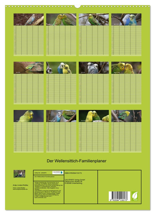 Der Wellensittich-Familienplaner (CALVENDO Premium Wandkalender 2027)