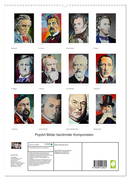 PopArt Bilder berühmter Komponisten (CALVENDO Premium Wandkalender 2027)