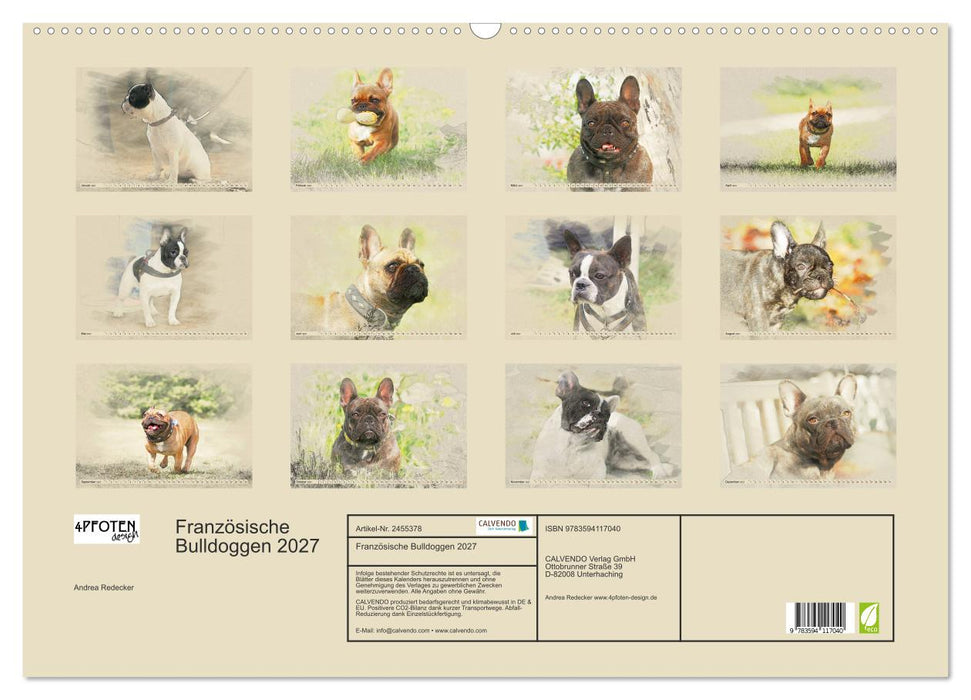 Französische Bulldoggen 2027 (CALVENDO Wandkalender 2027)