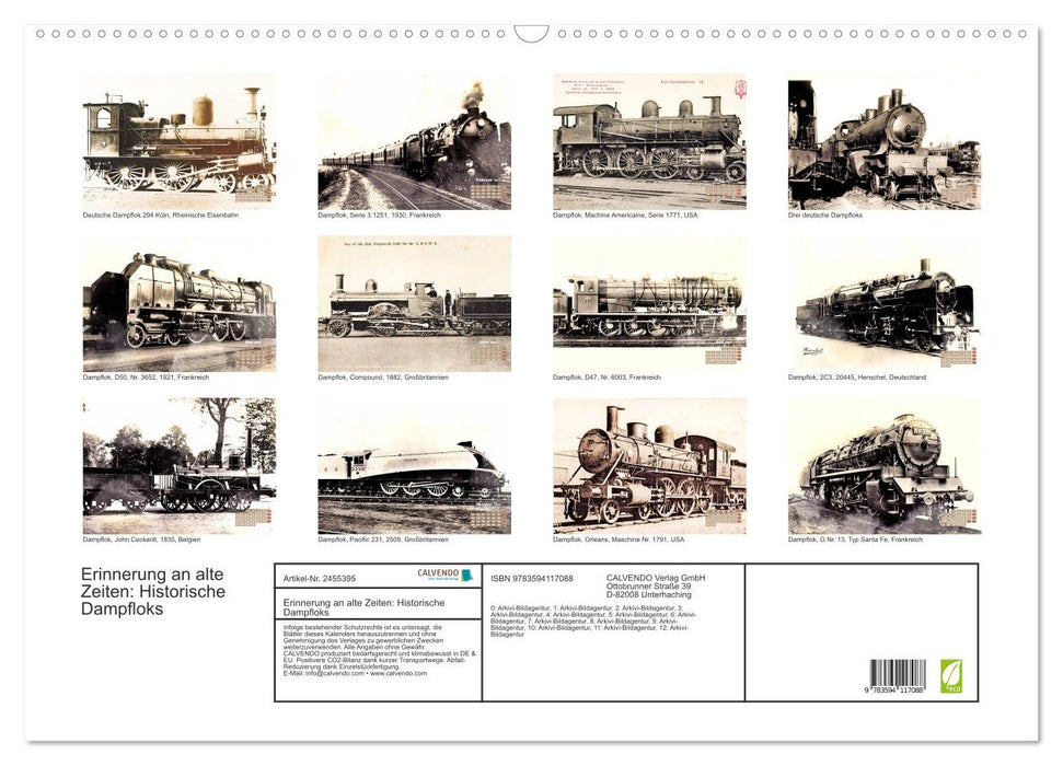 Erinnerung an alte Zeiten: Historische Dampfloks (CALVENDO Wandkalender 2027)
