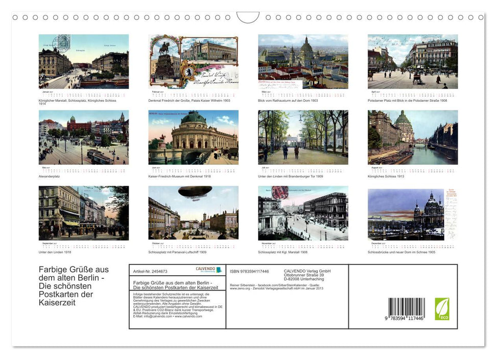 Farbige Grüße aus dem alten Berlin - Die schönsten Postkarten der Kaiserzeit (CALVENDO Wandkalender 2027)