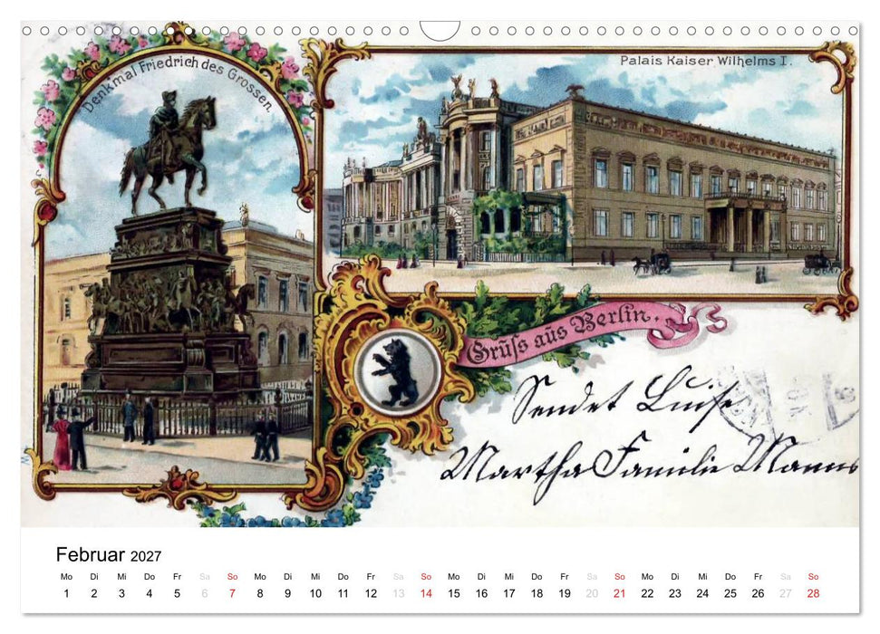 Farbige Grüße aus dem alten Berlin - Die schönsten Postkarten der Kaiserzeit (CALVENDO Wandkalender 2027)