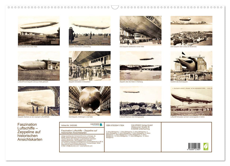 Faszination Luftschiffe – Zeppeline auf historischen Ansichtskarten (CALVENDO Wandkalender 2027)