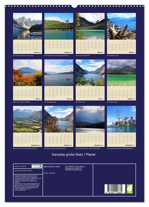 Kanadas große Seen / Planer (CALVENDO Premium Wandkalender 2027)