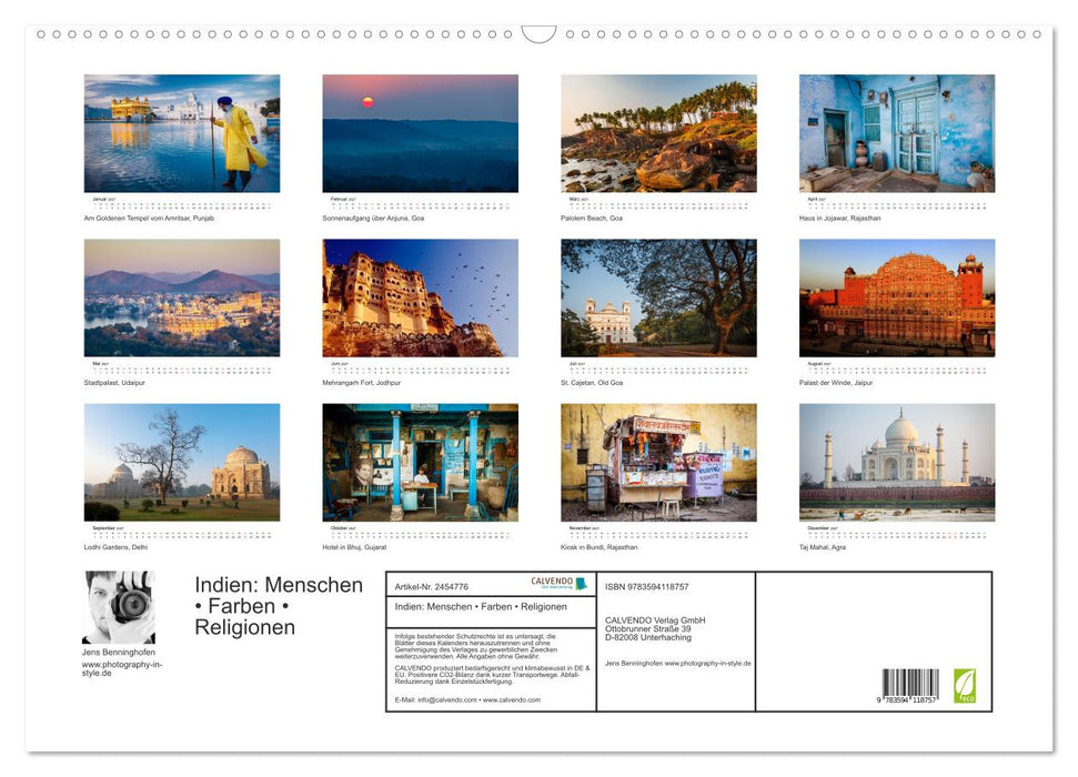 Indien: Menschen • Farben • Religionen (CALVENDO Wandkalender 2027)