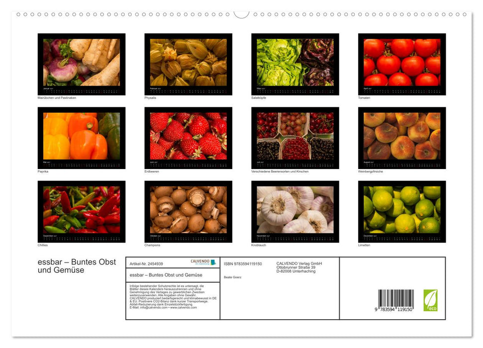 essbar – Buntes Obst und Gemüse (CALVENDO Premium Wandkalender 2027)