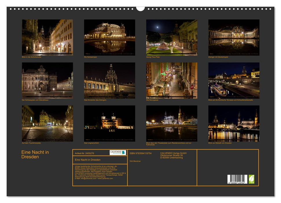 Eine Nacht in Dresden (CALVENDO Wandkalender 2027)