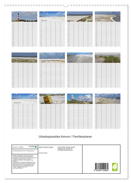 Urlaubsparadies Amrum / Familienplaner (CALVENDO Premium Wandkalender 2027)