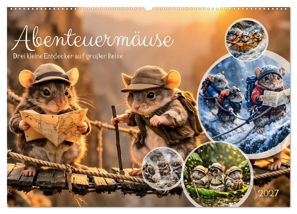 Abenteuermäuse - Drei kleine Entdecker auf großer Reise (CALVENDO Wandkalender 2027)