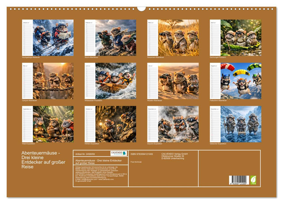 Abenteuermäuse - Drei kleine Entdecker auf großer Reise (CALVENDO Wandkalender 2027)