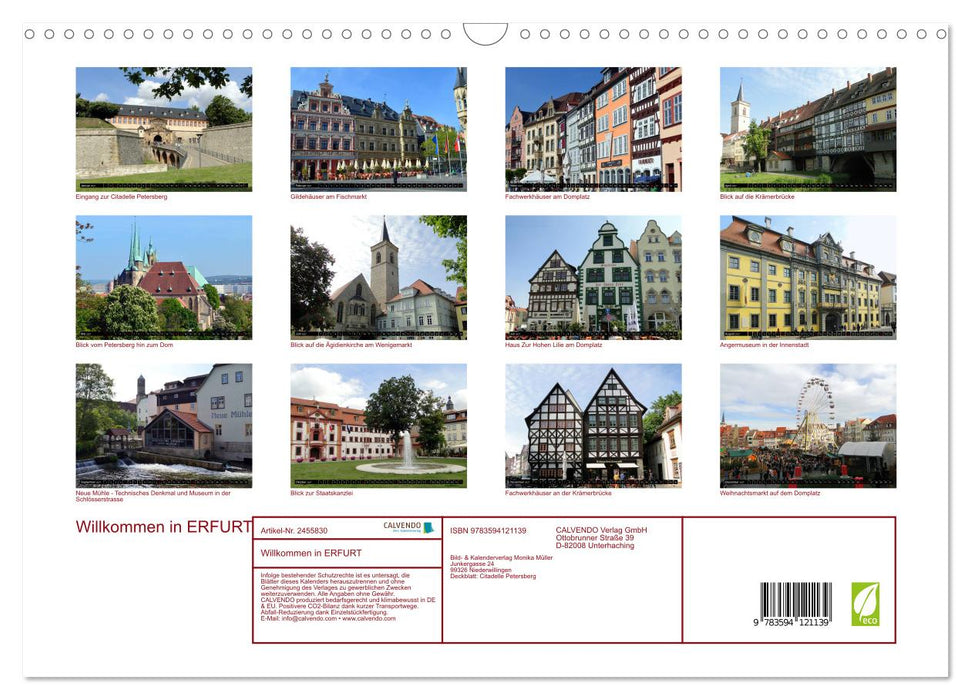 Willkommen in ERFURT (CALVENDO Wandkalender 2027)