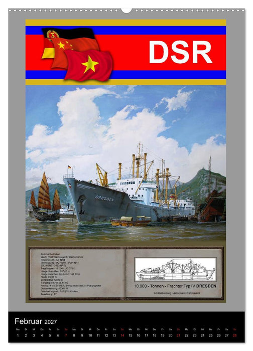 Heimathafen Rostock - Schiffe der Deutschen Seereederei (CALVENDO Wandkalender 2027)