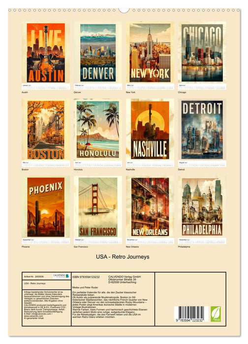 USA - Retro Journeys (CALVENDO Premium Wandkalender 2027)
