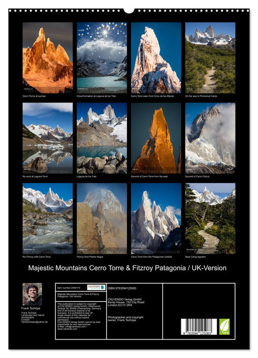 Majestic Mountains Cerro Torre & Fitzroy Patagonia / UK-Version (CALVENDO Premium-Calendar 2027)