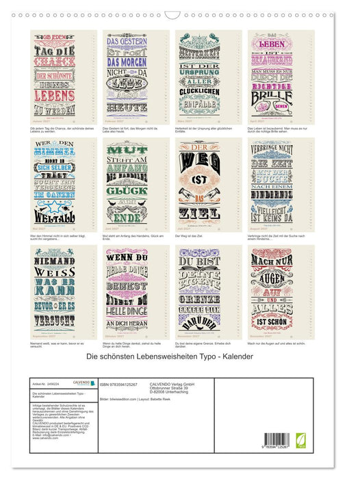 Die schönsten Lebensweisheiten Typo - Kalender (CALVENDO Wandkalender 2027)