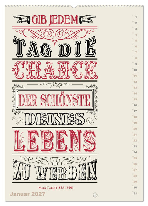 Die schönsten Lebensweisheiten Typo - Kalender (CALVENDO Wandkalender 2027)