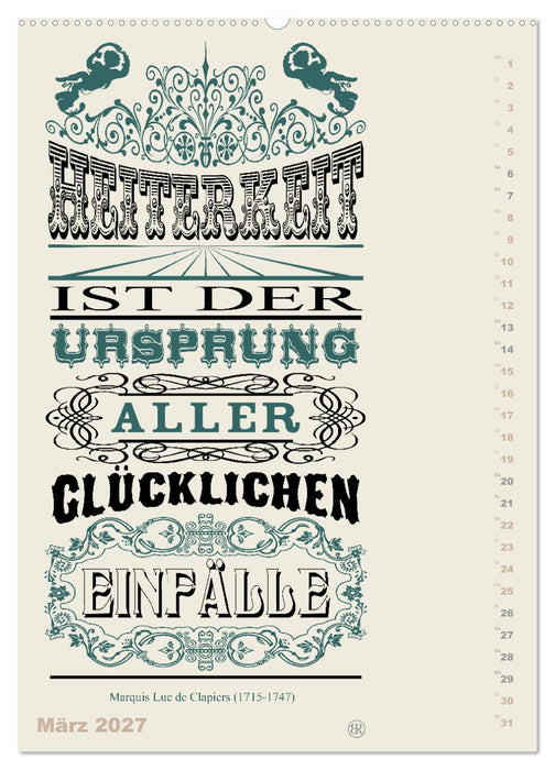 Die schönsten Lebensweisheiten Typo - Kalender (CALVENDO Wandkalender 2027)