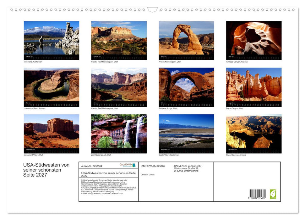 USA-Südwesten von seiner schönsten Seite 2027 (CALVENDO Wandkalender 2027)