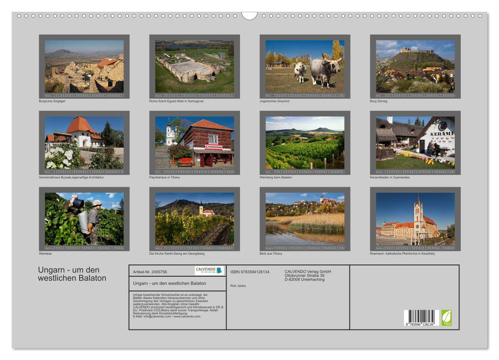 Ungarn - um den westlichen Balaton (CALVENDO Wandkalender 2027)