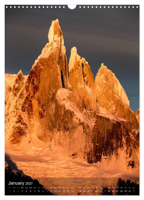 Majestic Mountains Cerro Torre & Fitzroy Patagonia / UK-Version (CALVENDO Monthly Calendar 2027)