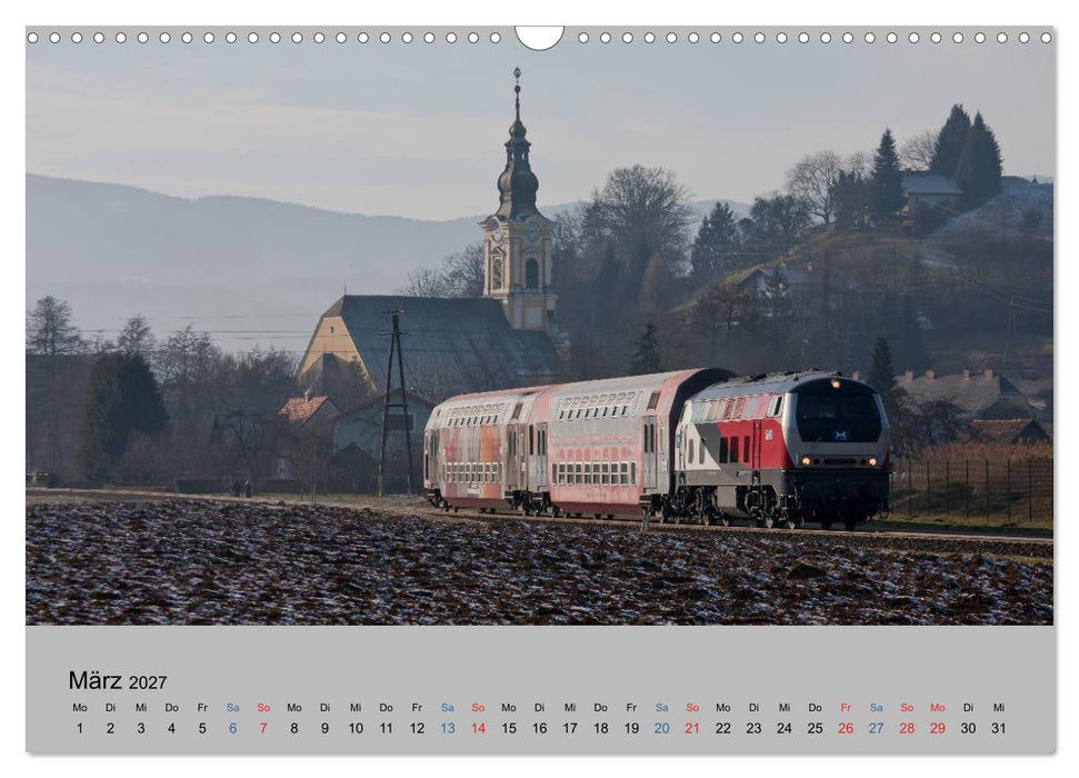 Stimmungsvolle Eisenbahn – Bahnimpressionen aus Österreich (CALVENDO Wandkalender 2027)