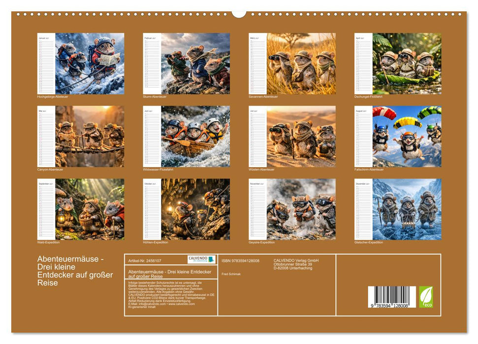Abenteuermäuse - Drei kleine Entdecker auf großer Reise (CALVENDO Premium Wandkalender 2027)