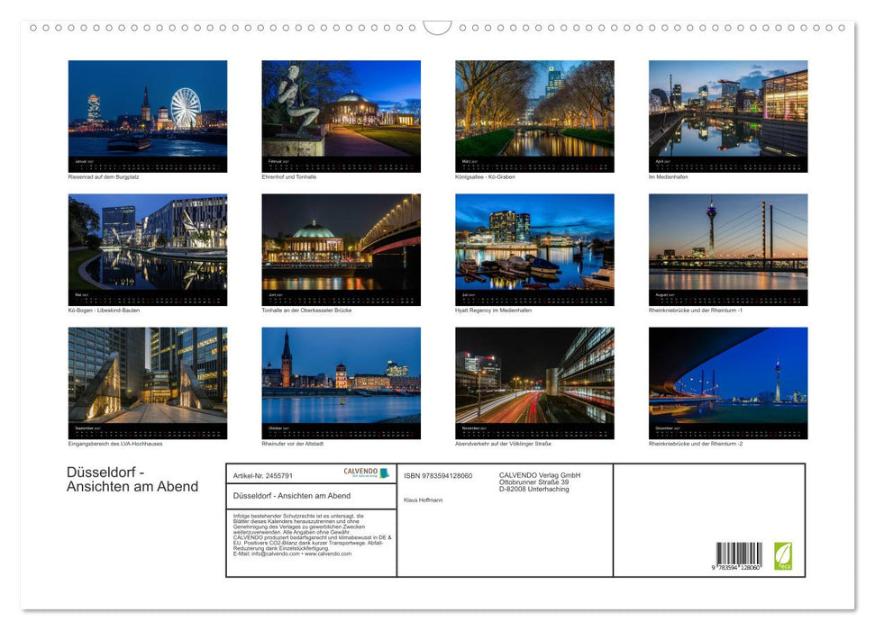 Düsseldorf - Ansichten am Abend (CALVENDO Wandkalender 2027)