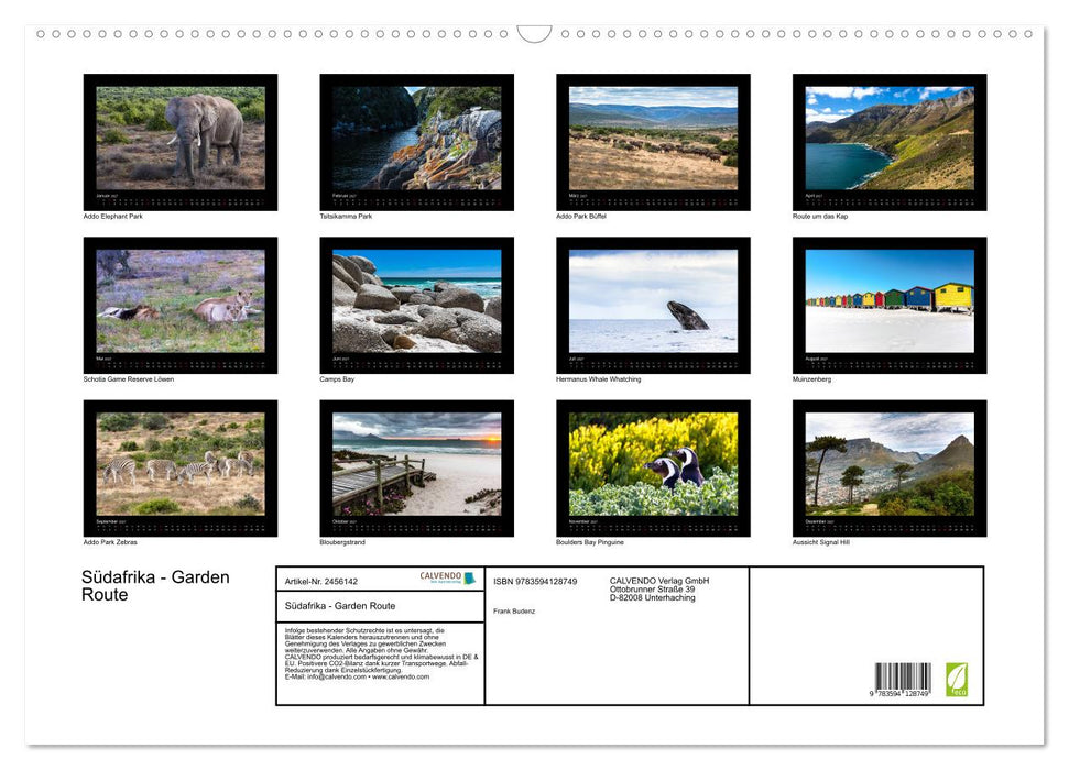 Südafrika - Garden Route (CALVENDO Wandkalender 2027)